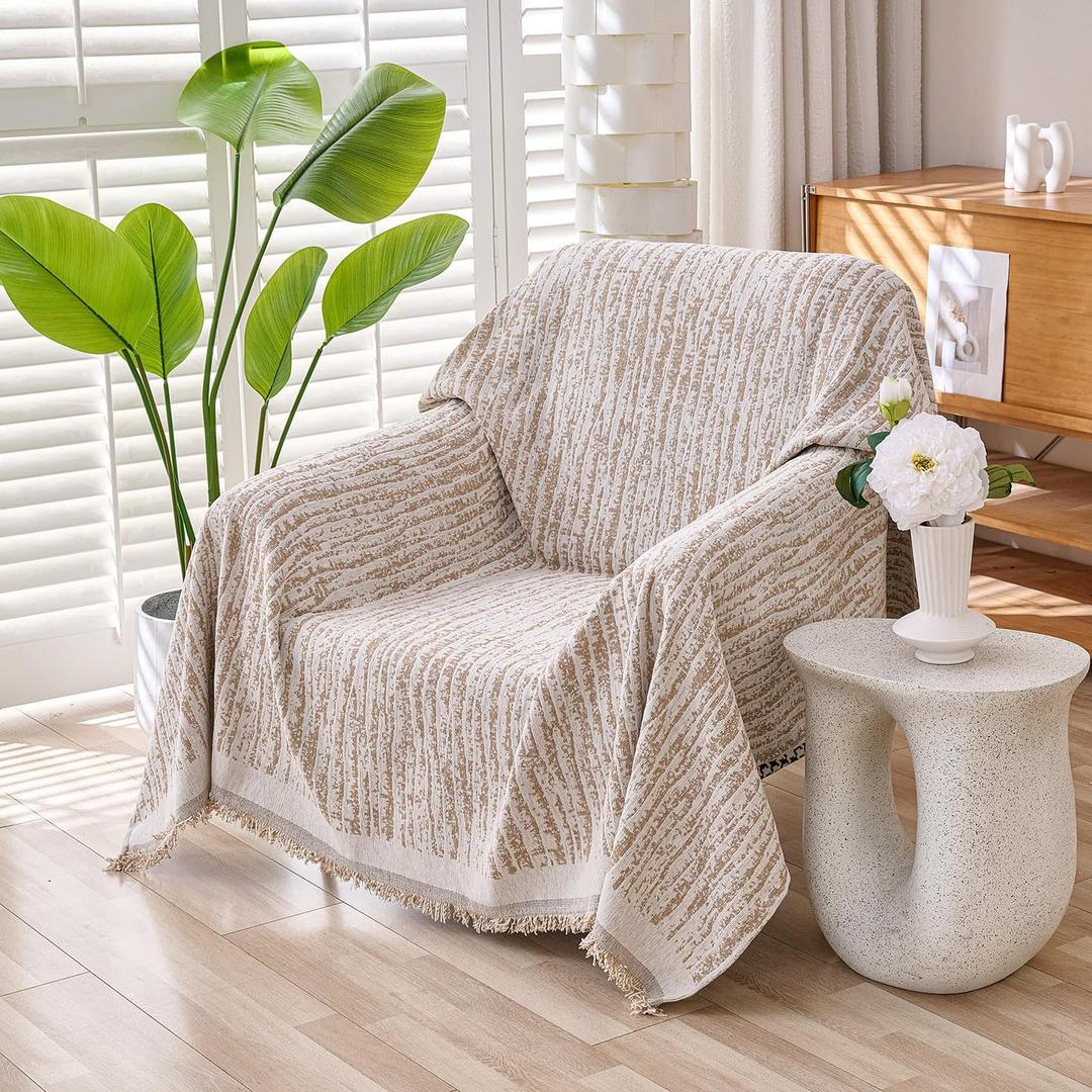 Erke Small Chair Recliner Cover Sheet Blanket, Machine Washable Non Slip Chenille Armchair Throw Cushion Slipcover for Pets, Slipper Chairs Bed Slip Covers Furniture Decor Protector (71" x 71", Texture Coffee)