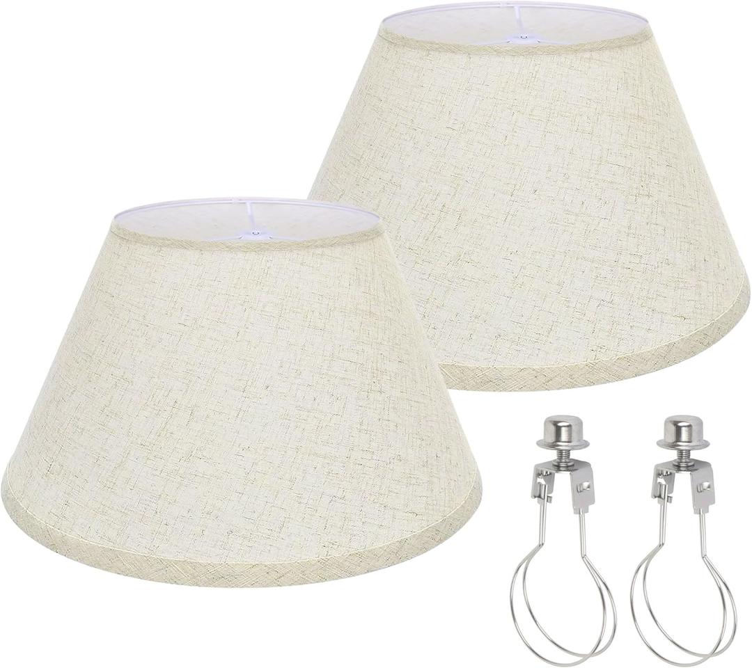 Small Beige Lamp Shades Set of 2, 5.5" Top X 10" Bottom X 6.6" High, Seaside village Table lamp, Floor Lamps, Pendant Light, Wall Light Replacement Lampshade, Clip on Adapters Included