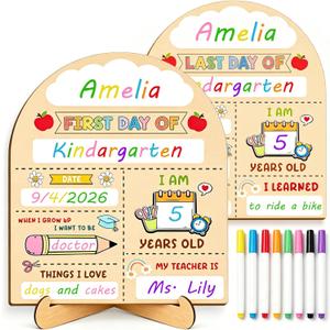 2 x Wooden First Day of School Sign Double Sided Back to School Sign Board