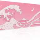 Pink Japanese Anime Gaming Mouse Pad XL Cute Kawaii Aesthetic Wave Extended Big Large Desk Mat Non-Slip Rubber Base Stitched Edge Long Keyboard Mousepad for PC Computer Laptop,31.511.8 in (X-Large, Animepink)