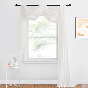 NICETOWN Decorative Scarf Valance for Window - Voile Sheer Bed Canopy Curtain Scarf Valance for Living Room/Bedroom/Ceremony (Light Beige, 1 Panel, W60 x L216)