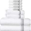 8-Piece Premium Towel Set, 2 Bath Towels, 2 Hand Towels, and 4 Wash Cloths, 100% Ring Spun Cotton Highly Absorbent Towels for Bathroom, Gym, Hotel, and Spa (Gray)