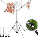 Foldable Clothes Drying Rack, 131 Feet Rotary Clothesline Outdoor for All Weather, Outdoor Clothes Drying Rack for Balcony Patio Use, Quick Dry and Sturdy Frame, 2 Tiers22"d X 61.8"w X 64.3''h )