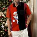 Deer Lady Mens Christmas Shirts Short Sleeve Button Down Shirts Funny Xmas Santa Hawaiian Shirt (XXL)