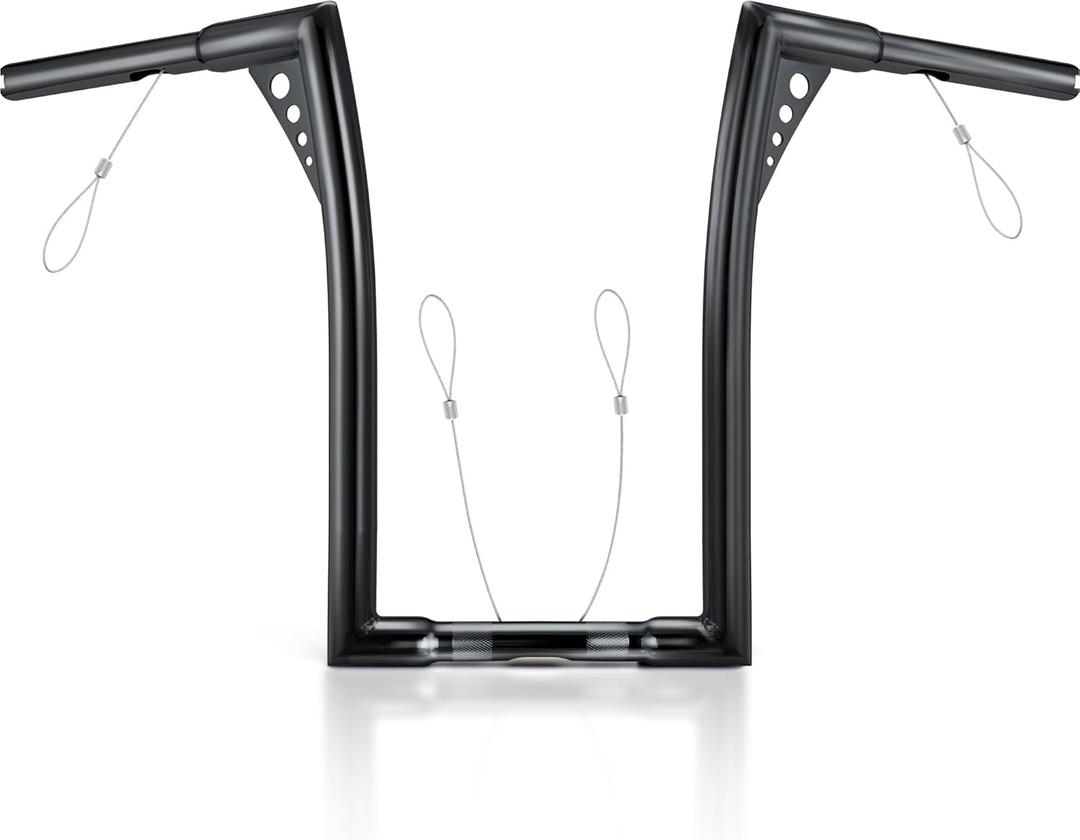 MoKitDora Sportster Dyna Softail Road King Road Glide Ape Hanger Handlebar 16" Rise 1-1/4 Fat 1" Clamp Batwing Apes Z Bars for Harley XL883 1200, Black