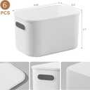 6 Pack White Storage Bins with Lids Stackable Storage Container for Organizing, Small Storage Boxes with Handle for Shelves, Cute Organizer Bins for Craft, Snacks, 9.85x6.9x5.7 inch
