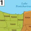 Louisiana ZIP Code Map with Counties - Large - 48" x 42" Laminated