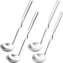 4 Pcs Stainless Steel Ladle Spoon Set for Cooking, Includes 2 Soup Spoons and 2 Slotted Spoons, Hot Pot Strainer Spoons, Long Handle, Rust-Resistant, Easy to Clean, Ideal for Serving Soups and Liquids