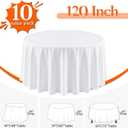 10 Pack White Round Tablecloth 120 Inch Round Table Cloth Wrinkle Resistant White Table Cloth Washable and Reusable Polyester Fabric Table Covers for Banquet Wedding Party Dining Buffet