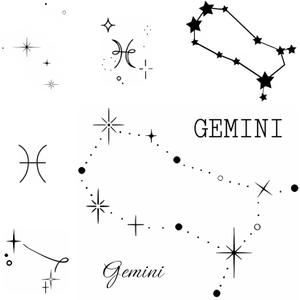 Gemini Constellation Zodiac Star Temporary Tattoo  Celestial Symbol Temp Tattoos as Birthday Gift, Realistic, Waterproof & Long Lasting for 2 Weeks
