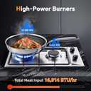 Gas Cooktop 2 Burner, 12 Inch Built-in Propane Cooktop, NG/LPG Dual Fuel Gas Stove Top with Thermocouple Safety Protection, Stainless Steel Stove for Apartment, Kitchen & RV