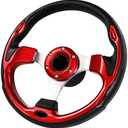 QYMOPAY 12.5 Inch Boat Steering Wheel With 3/4" Axle Marine Adapter, Anti-Slip for Boats, Yachts, Pontoon Boats, Red