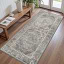 GENIMO 2x5 Washable Runner Rug for Hallway, Entryway Rugs Non Slip Low Pile Lightweight Thin Runner Rugs for Entryway Indoor, Kitchen, Laundry Room, Corrider and Bedroom, Slate Gray