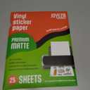 JOYEZA Premium Printable Vinyl Sticker Paper for Inkjet Printer - 25 Sheets Matte White Waterproof, Dries Quickly Vivid Colors, Holds Ink well- Tear Resistant - Inkjet & Laser Printer