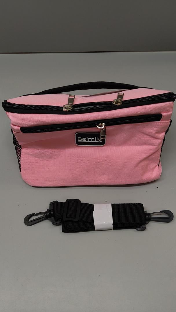 BEIMILY Lunch Box for Men/Women, Small Insulated Lunch Bag, Reusable LunchBox for work Picnic Hiking Beach, Leakproof Soft Cooler Tote Bag Organizer with Adjustable Shoulder Strap for Adults(Pink)