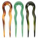 LALAFINA 3pcs French Hair Pin U Shaped Hairpin with Two Prongs, Hair Fork Clips Chignon Pin for Women Girls Hairstyle Accessories