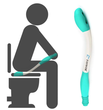 Fanwer Toilet Aids Tools,Long Reach Comfort Wipe,Extends Your Reach Over 15" Grips Toilet Paper or Pre-Moistened Wipes (White)