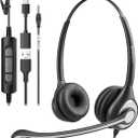 USB Headset with Microphone for PC, Computer Laptop Headset with Call Answer Button for MS Teams & IP Phones, Lightweight Design & Memory Foam Cushions for All-Day Comfort (Black) (602F)