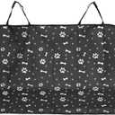 Pet Car Seat Cover, Waterproof Back Seat Protector with Paw Print Design, Black