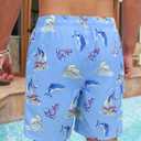 Mens Swim Trunks 7 Inch Swimwear for Men Compression 2 in 1 Soft Stretchy Quick Dry Comfort Drawstring Light Blue Voyage Pockets Beach Pool 4-Way Breathable Son Husband Boyfriend Summer (Blue, XL)