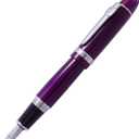 Jinhao 159 Fountain Pen, Fude Pen Bent Nib, Purple Lacquer Silver Trim Big Heavy Pen with Pouch and Ink Converter