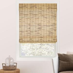 CHICOLOGY Bamboo Roman Shade, Cordless Light Filtering Woven Wood Window Treatment for Living Room, Dining Room, Kitchen & Office, Natural Bamboo Blinds for Boho Coastal Decor, Tortoise, 27"W x 64"H