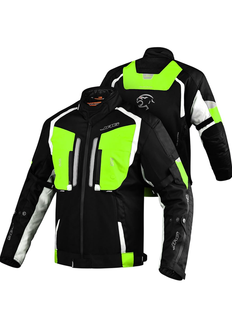JAG Men's All Season Reflective Mesh Motorcycle Jacket | CE Armored Dual Sports Cordura Jacket with Removable Liner 4XL
