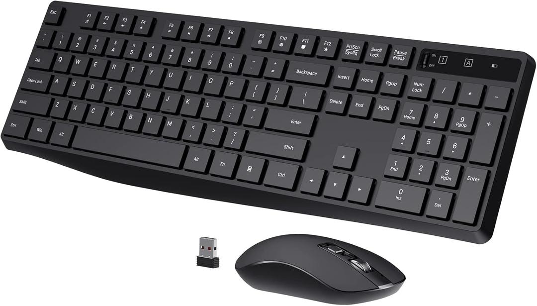 Wireless Keyboard and Mouse Combo, COLIKES 2.4G USB Cordless Mouse and Keyboard, 3 Level DPI Slim Ergonomic, Responsive Plug & Play for Computer Laptop PC - Full Size (Black1)