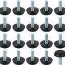 uxcell 20Pcs M6 Thread Furniture Feet Levelers, 23x20mm Adjustable Leveling Table Feet, Screw on Furniture Glide Leveling for Chair Stool Legs, Black