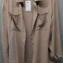ODIZLI Muslim Long Sleeve Blouse Wide Leg Pants Suits Autumn Solid Abaya Women Matching Sets 2PCS Tracksuits Turkey Kaftan (X-Large, Khaki-pockets Button Down Shirt)