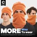 Winter Beanie Hat Scarf Set with Ear Flaps for Men Women Knit Fleece Lined Skull Cap Windproof Neck Warmer Gaiter Orange (Orange)