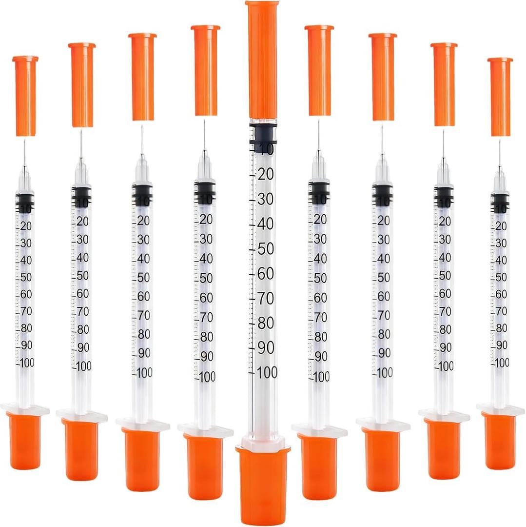 120 PACK U-100 Syringes, 30G 5/16" (8mm) 1ml/cc Disposable Syringe, Individual Wrapped, Lab Supplies