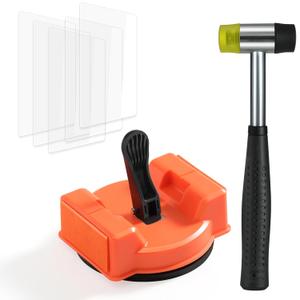 Heavy Duty Floor Gap Fixer Tool with Rubber Mallet, Laminate Flooring Tools with Enhanced Suction Cup & 5 PCS Sticky Pads for Wood Floor, Laminate, Vinyl Plank, Hardwood