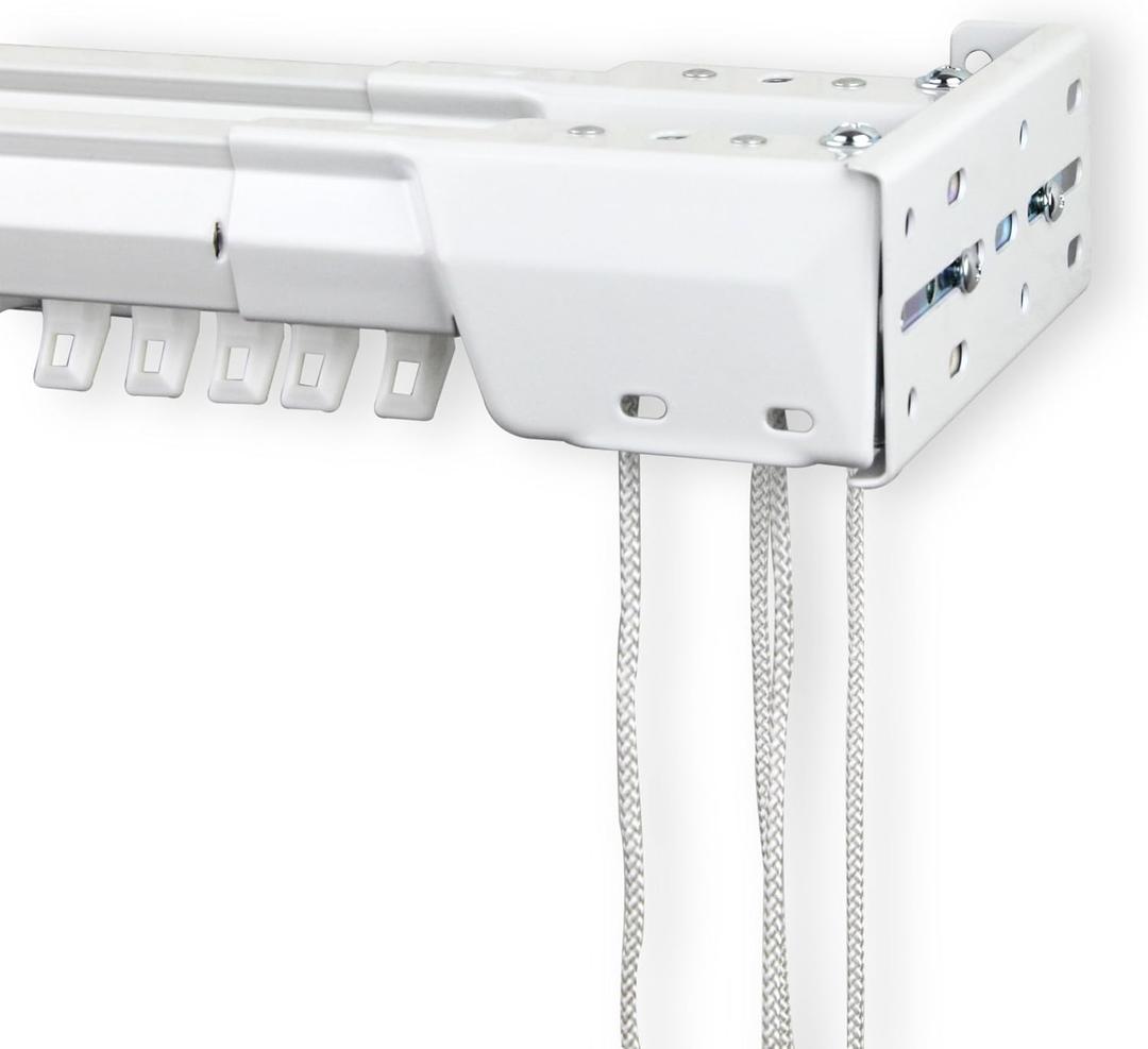 Heavy Duty Double Traverse Rod Center Open 30-48 inch White