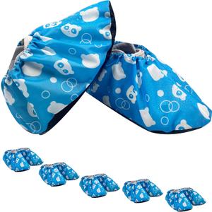5 Pairs Kids Shoe Covers Reusable Non Slip Washable Dustproof Durable Waterproof Boots Cover For Indoors Floors Kindergarten Elementary School (Small, Blue)