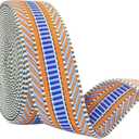 1.5 Inch Patterned Cotton Webbing Straps - 1 1/2 Inch 5 Yards Jacquard Fabric Ribbon Heavy Duty Straps for Bags Making,Harnesses,Backpack, Belts,Clothing,Sewing (T053 Orange)
