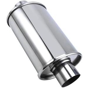 Autarboor 3" Inlet Ultra Quiet Resonator, 304 stainless steel resonator 3'', 3" Outlet 14" Overall Length Universal Sliver Oval Performance Muffler Resonator