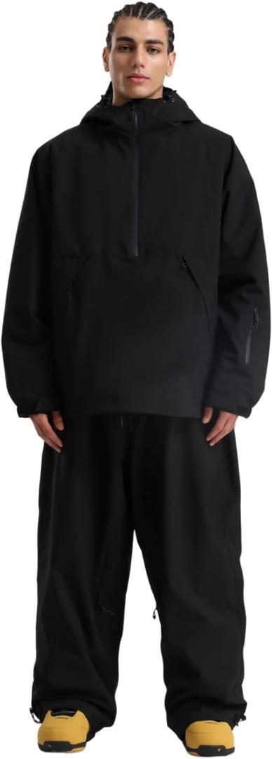 GSOU SNOW Women Ski Jacket and Pants Set Men Snowboard Jacket Baggy Snow Suit Waterproof Windproof Insulation Ski suit (Medium, Black-2)