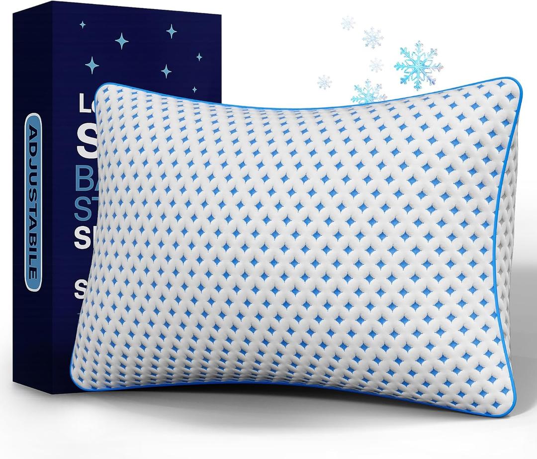 Memory Foam Pillow  Adjustable Loft Cooling Pillow Queen Size 1 Pack for Sleeping, Firm, Supportive, and Breathable Design for Hot, Side, Back, and Stomach Sleepers