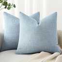 MIULEE Pack of 2 Decorative Linen Burlap Coastal Pillow Covers Farmhouse Boho Accent Pillowcases for Sofa Car Couch Bedroom Living Room Home Decor 18x18 Inch Light Blue
