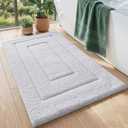 DEXI Bathroom Rug 24x16, Non Slip Washable Bath Mat for Shower Floor, Absorbent Soft Bathmat with Rubber Backing, Quick Dry Microfiber Carpet, White