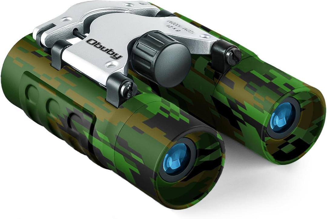 Obuby Real Binoculars for Kids Gifts for 3-12 Years Boys Girls 8x21 High-Resolution Optics Compact Toy Binocular for Bird Watching,Travel, Camping (Camo)