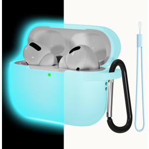Lerobo for Airpods Pro 2nd Generation Case 2022, Night Glow Protective Cover Silicone Skin Case Compatible with Apple Airpods Pro 2 with Keychain/Lanyard Accessories,Front LED Visible (Nightglow Blue)