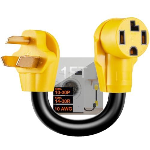 Suplevel 3 Prong to 4 Prong Dryer Adapter, NEMA 10-30P Male to 14-30R Female, 3 Prong Old Dryer Plug to 4 Prong New Dryer Connector, 30A 250V, STW 10 AWG, ETL Listed