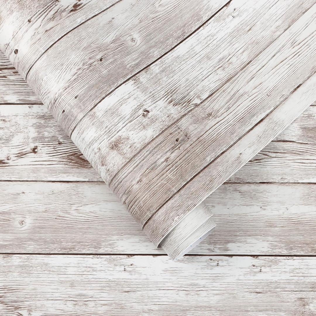 Heroad Contact Paper Peel and Stick Wallpaper Wood Grain Contact Paper for Cabinets Countertop Waterproof Removable Wallpaper Self Adhesive Decorative Shiplap Papel Tapiz para Pared 23.6''x118''
