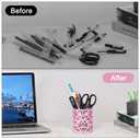 EasyPAG Purple Pen Holder for Desk, 2 Pack Round Pen Organizer, Brush Holder for Vanity, Metal Pencil Cup Organizer for Home, Office, Classroom, School