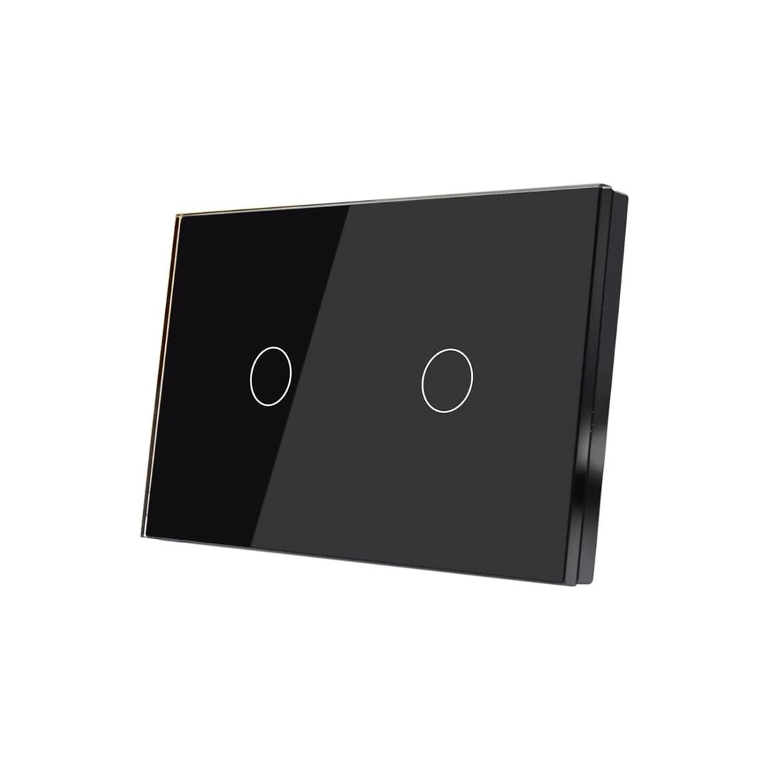 Smart Light Switch 3 Way Multi-Control FCC Certified Need Neutral Wire No Hub Required,2.4GHz Glass Panel APP Control Timer Work with Tuya/Smart Life,Alexa and Google Home,Black 2 Gang