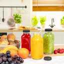 umud Juice Bottles with Lids, 16 Oz - Set of 3 - Clear Glass Jars with Caps - Reusable Empty Drink Containers for Juicing, Smoothies, Water, Milk, Kombucha Storage, Wellness Shots and More (3)