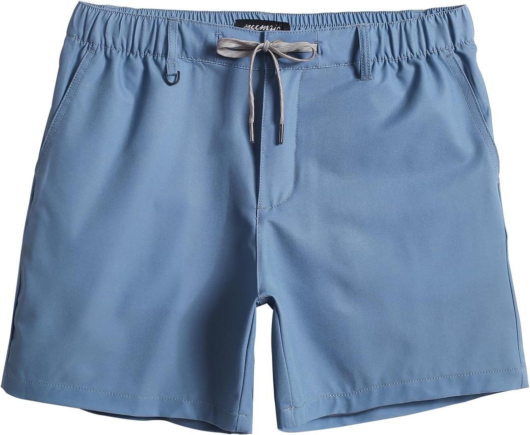 maamgic Men's 5/7 Inch Casual Classic Fit Shorts with Multi-Pocket Quick Dry Sports Shorts (Blue, M)