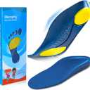 Bacophy Kids Orthotic Arch Support Shoe Insoles, Children Pu Cushioning Inserts, Shock Absorption Velvet Surfaces Deep Heel Cup Inner Sole for Flat Feet, Plantar Fasciitis, Feet Heel Pain Relief Blue